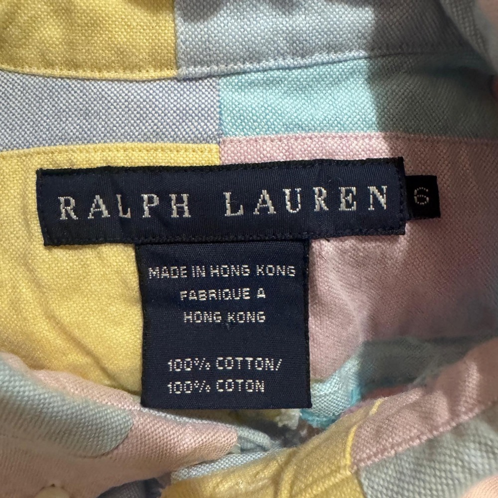 Vintage Ralph Lauren Navy Tag Pastel Patchwork Btn Down Old Money Tailored Sz 6 - Picture 2 of 8